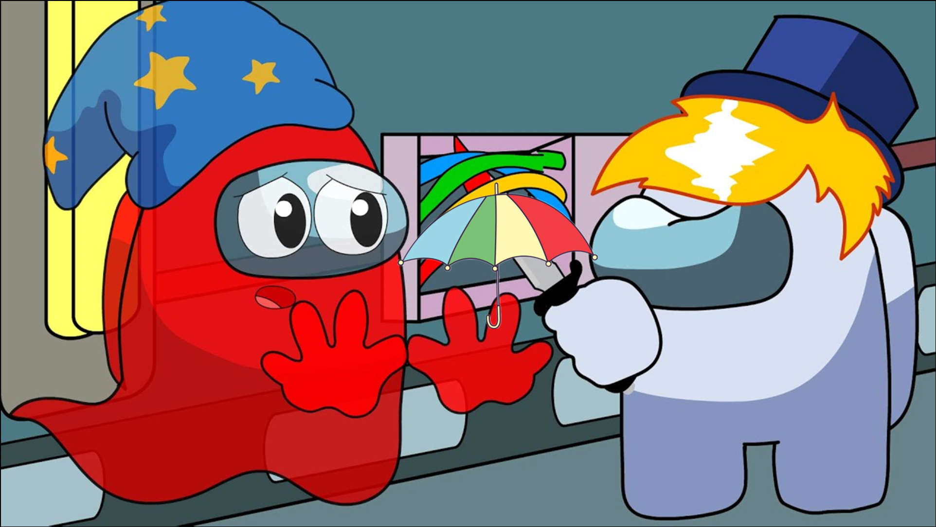 amongus太空狼人杀小红变成透明小幽灵却带船员赢得了胜利