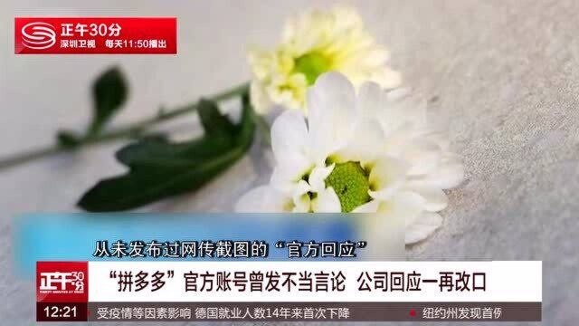 “拼多多”官方账号曾发不当言论 公司回应一再改口