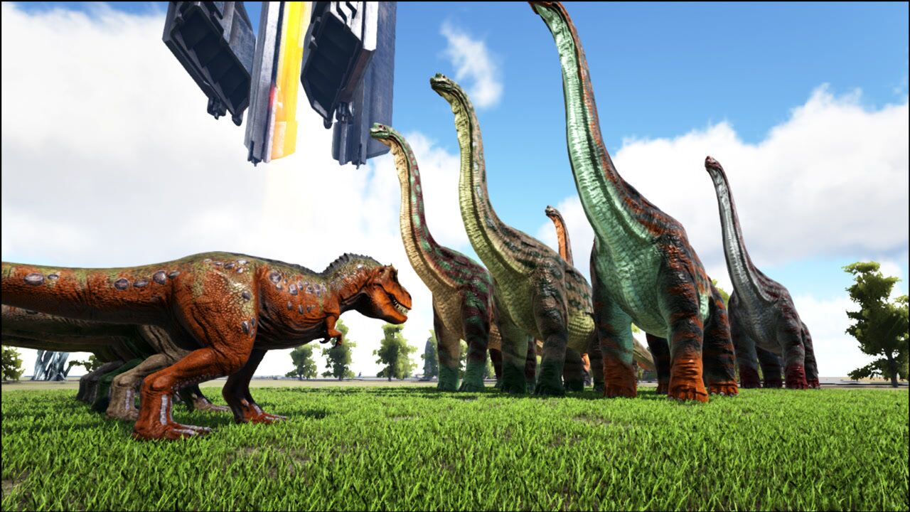 方舟恐龙大战570 腕龙vs霸王龙,一脚解决?