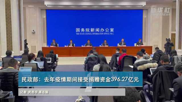 民政部:去年疫情期间接受捐赠资金396.27亿元