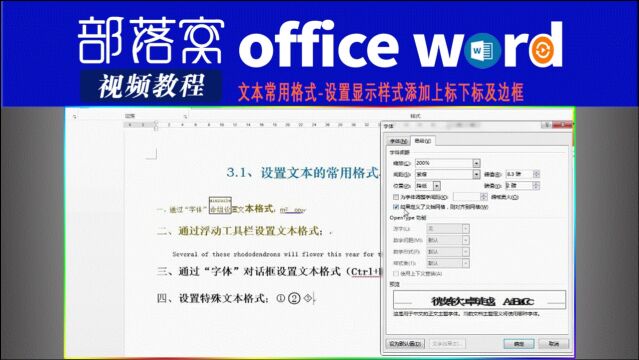 word文本常用格式视频:设置文本显示样式添加上标下标及边框