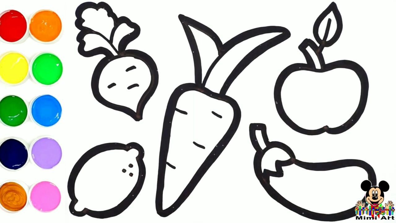 宝宝如何绘画蔬菜水果并涂色?儿童简笔画色彩画启蒙教程