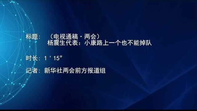 (电视通稿ⷤ𘤤𜚩杨震生代表:小康路上一个也不能掉队