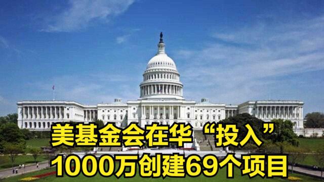 居心叵测!美基金会在华“投入”1000万创建69个项目