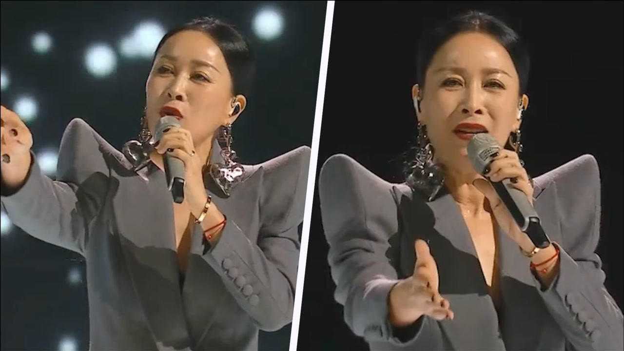 那英决赛演唱新歌《回声》,黑色西装简单干练,霸气宣战杨钰莹