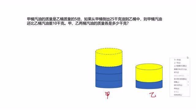 数形结合详细讲解差倍问题之甲乙两个油桶各多少千克