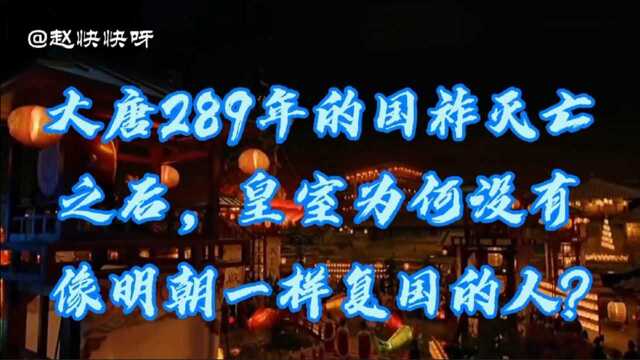 大唐289年的国祚灭亡之后,皇室为何没有像明朝一样复国的人?