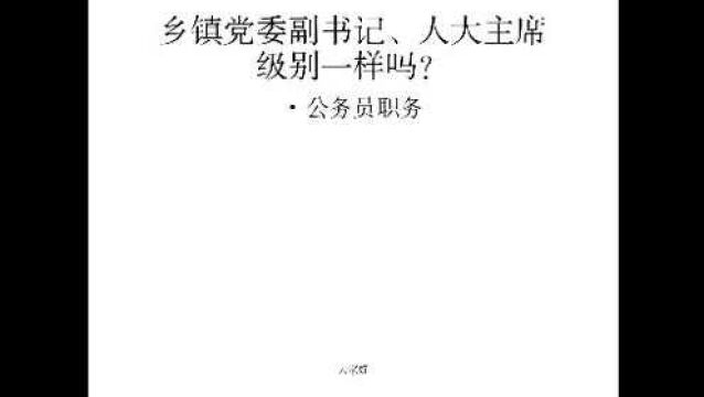 乡镇党委副书记、人大主席,级别相同吗?