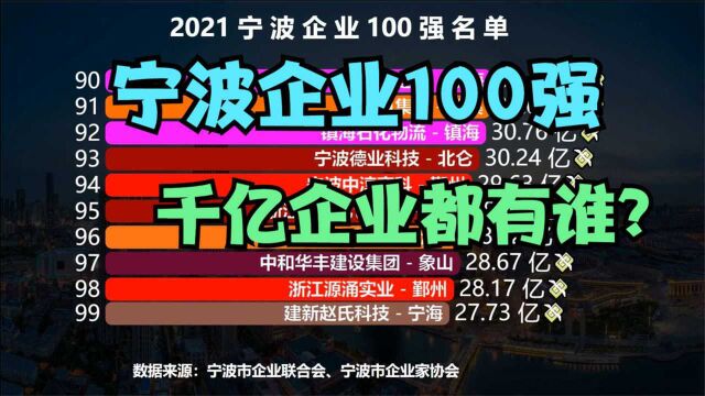 2021宁波企业100强分布:鄞州29家,北仑19家,海曙18家