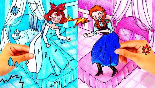 趣味定格动画：艾莎公主VS安娜公主，谁的公主裙更漂亮？