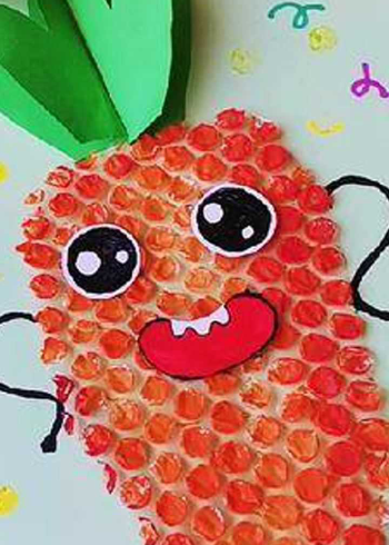 拆快递气泡膜别扔,一起画个可爱的胡萝卜 #画画#丙烯颜料#儿童创意