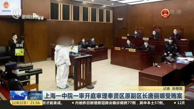 上海一中院一审开庭审理奉贤区原副区长唐丽娜受贿案