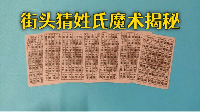 街头猜姓氏魔术揭秘,原理非常简单,你遇到过吗?