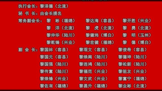 广西黎氏文化促进会第一届领导职务候选人玉林会(玉林版区)提名名单