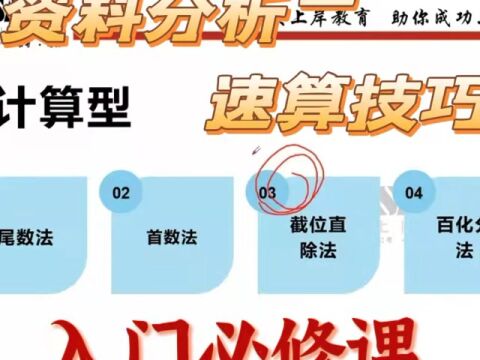 重庆上岸教育:【公务员】行测资料分析的速算技巧!国考省考入门必修课!速掌握!