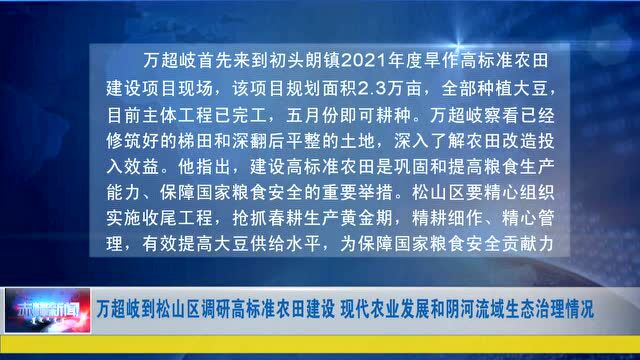►万超岐到松山区调研高标准农田建设⠧Ž𐤻㮐Š农业发展和阴河流域生态治理情况