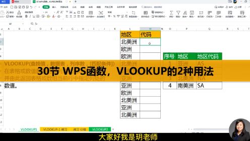 第30集 WPS函数：VLOOKUP的2种用法