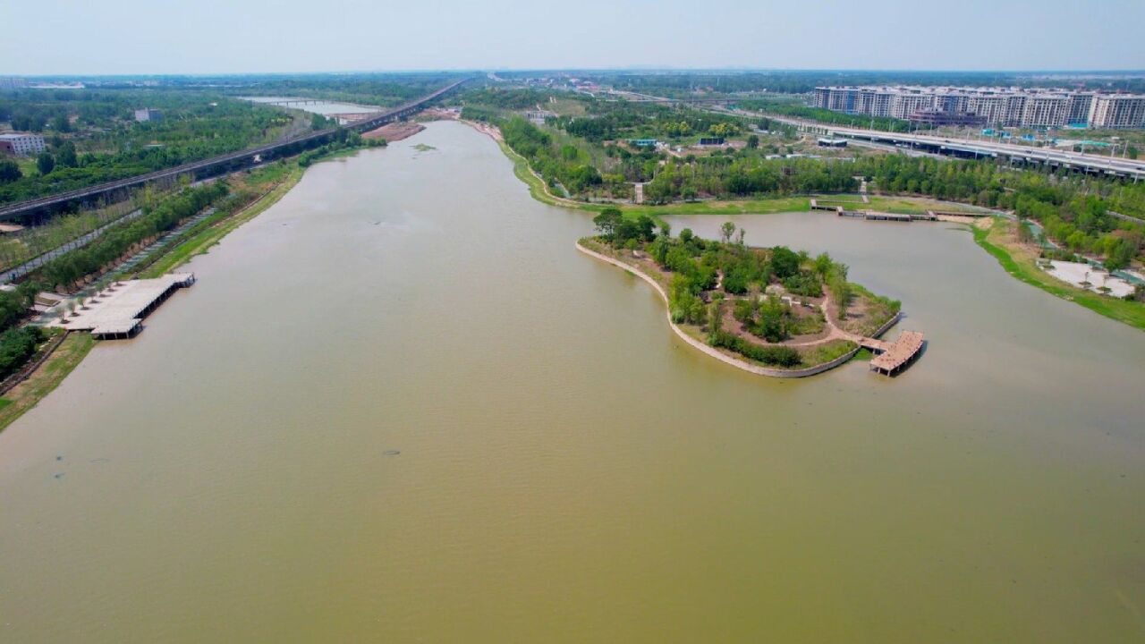 航拍鄭州賈魯河(金城大道段)夏日美景