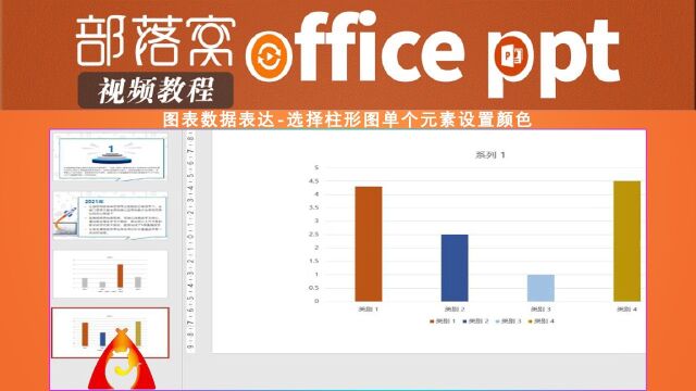 PPT图表数据表达视频:选择柱形图单个元素设置颜色