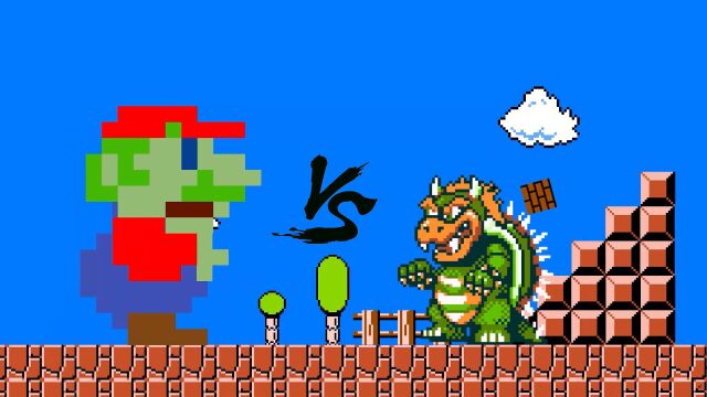 超级玛丽游戏 变异的巨型马里奥实力超强轻轻松松碾压库巴魔王