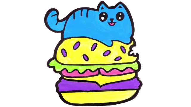 简笔画:猫咪汉堡