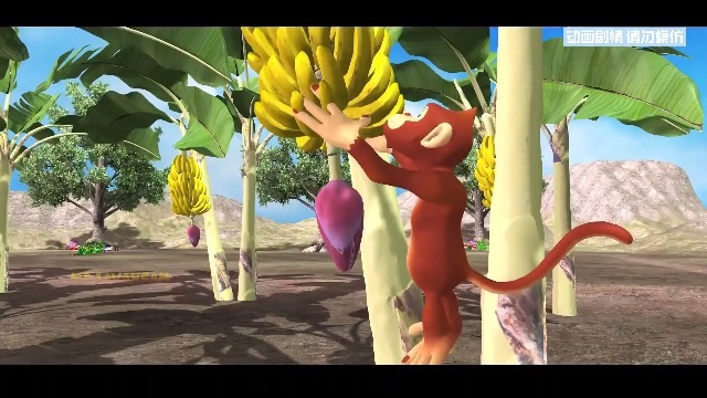 大灰狼和小猴子再次偷摘香蕉,这次轮到大灰狼遭殃了!