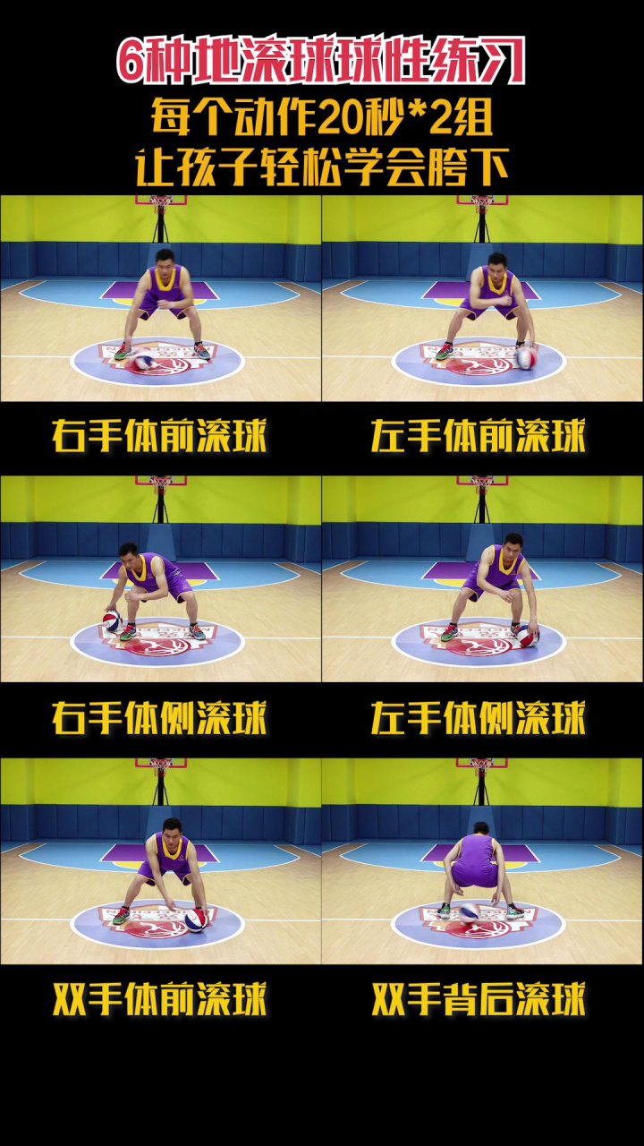 迈克飞人篮球分享6种地滚球球性练习:右手体前滚球,左手体前滚球,右手