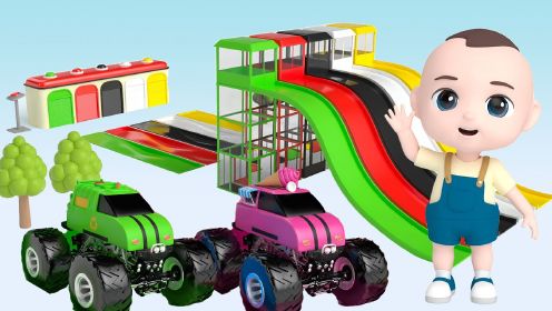 早教动画：嘟嘟的汽车染色改装玩具，认识车辆和颜色