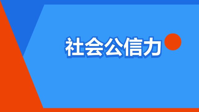 “社会公信力”是什么意思?