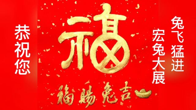 吉兔赐福:祝您兔飞猛进!宏兔大展!