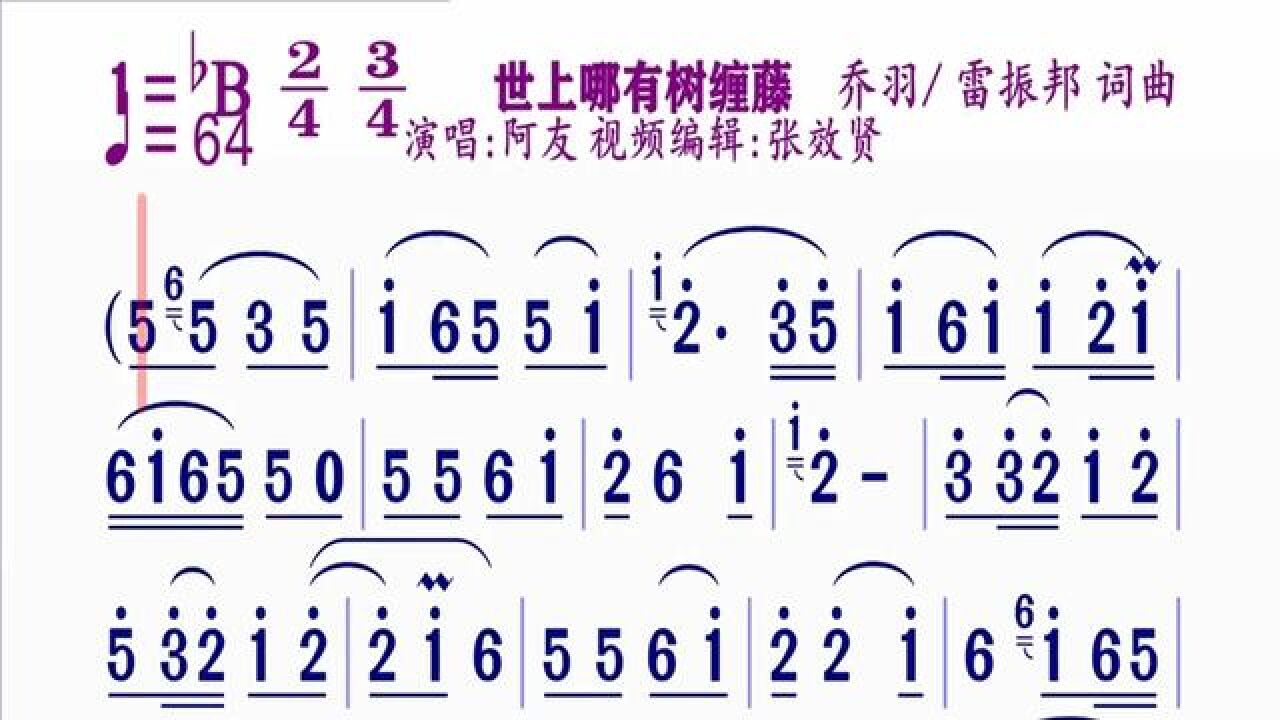 经典歌曲《世上哪有树缠藤》动态简谱#简谱视唱