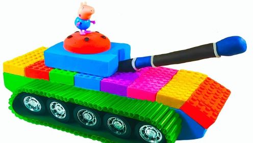 用魔力沙、胶布、吸管制作彩虹坦克