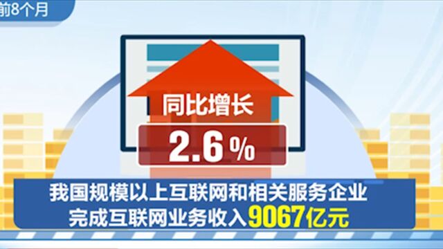 今年1至8月,规模以上互联网利润总额同比增28%