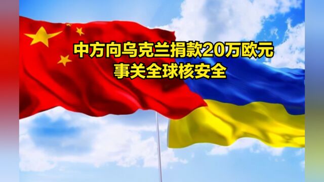 大国风范!中方向乌克兰捐款20万欧元,事关全球核安全