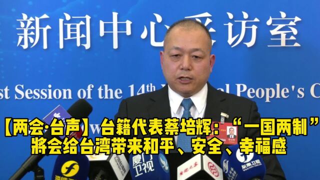 【两会ⷥ𐥣𐣀‘台籍代表蔡培辉:“一国两制”将会给台湾带来和平、安全、幸福感