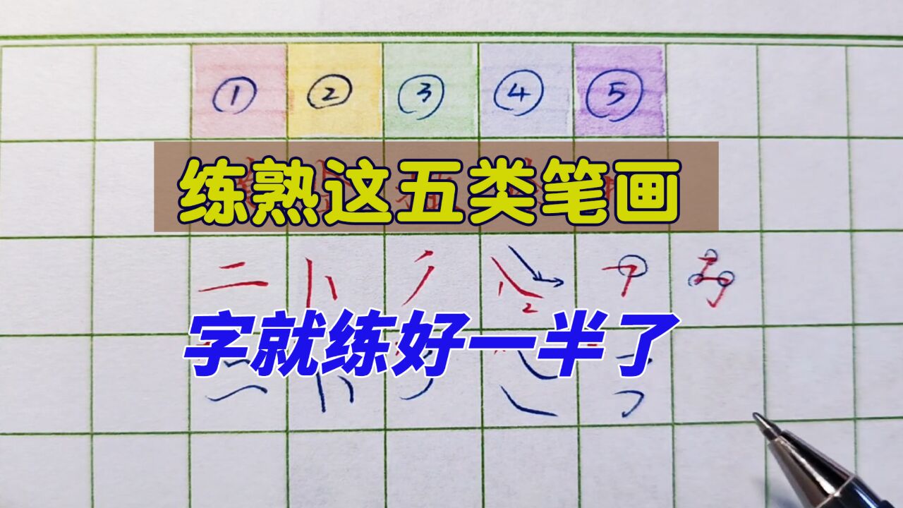 把这五类笔画练熟练,我们的字就写好一半了,小白一听就会_高清1080P在线观看平台_腾讯视频