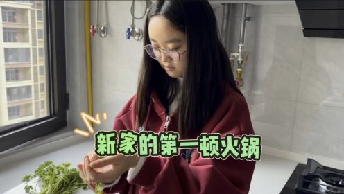 静宝和妈妈在新家的第一顿火锅，俩人买了好多食材，直呼吃的过瘾_高清