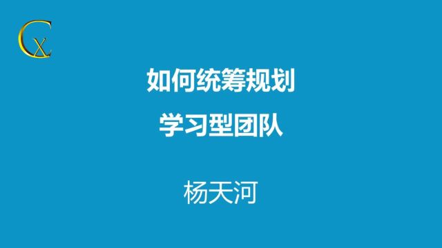 如何统筹规划学习型团队杨天河老师