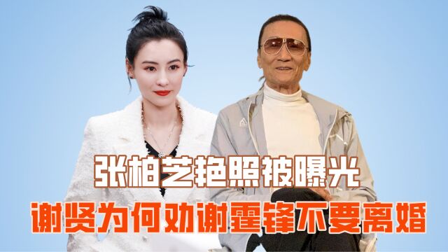 张柏芝艳照被曝光,谢贤为何劝谢霆锋不要离婚?