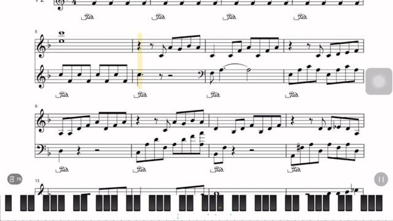 《下雨的时候》动态钢琴谱#钢琴教学#钢琴即兴伴奏#十堰慧慧钢琴