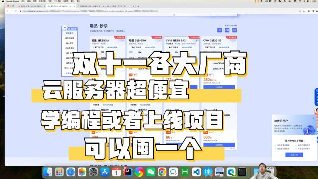 双十一,云服务器厂商优惠也非常大,学编程上线项目可以去囤一个