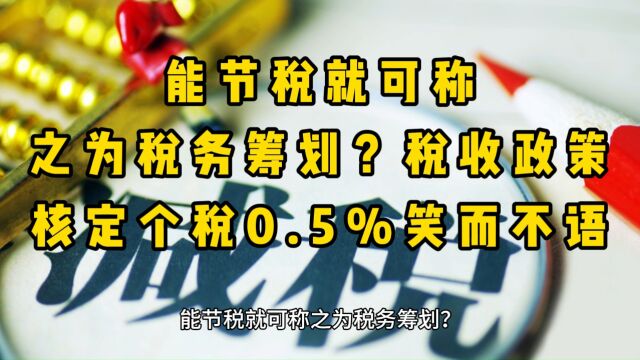 能节税就可称之为税务筹划?税收政策核定个税0