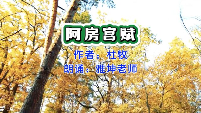 杜牧《阿房宫赋》,雅坤老师朗诵