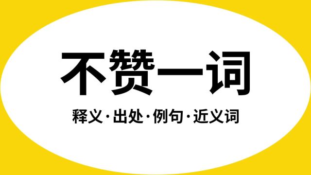 “不赞一词”是什么意思?