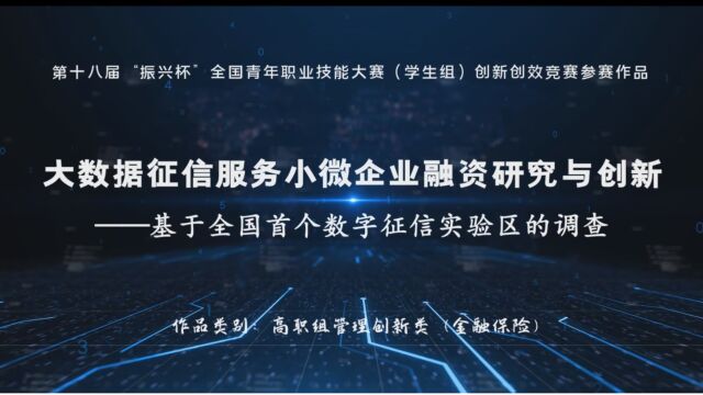 【振兴杯视频】大数据征信服务小微企业融资研究与创新