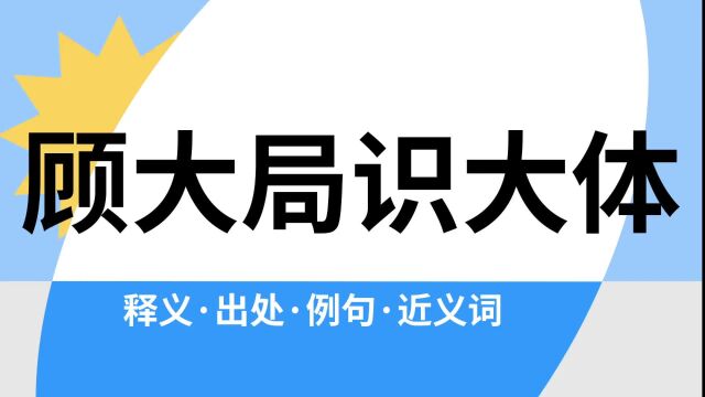 “顾大局识大体”是什么意思?