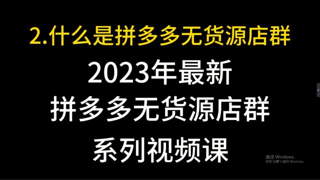 2.什么是拼多多无货源店群