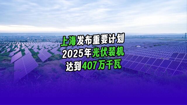 【能环宝资讯】上海发布重要计划,2025年光伏装机达到407万千瓦!#资讯 #光伏 #新能源