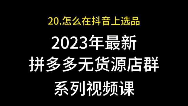 20.拼多多店群怎么在抖音上选品