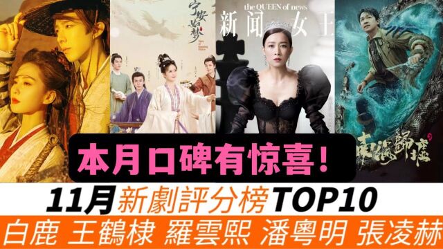 11月新剧评分榜TOP10!客观点评!《一念关山》口碑排第几?《宁安如梦》为何只排第七?《南海归墟》却意外排到第四!而优酷打造的新港剧《新闻女王...